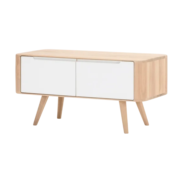 Ena storage bench houten opbergbankje whitewash - 90 x 42 cm