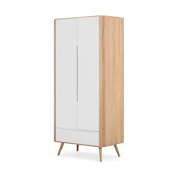 Ena wardrobe houten garderobekast whitewash - 90 x 200 cm