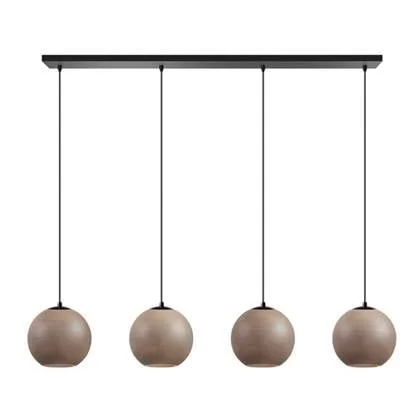 ETH Orb balk hanglamp 4x E27 Taupe|grijs glas 25cm | zwart