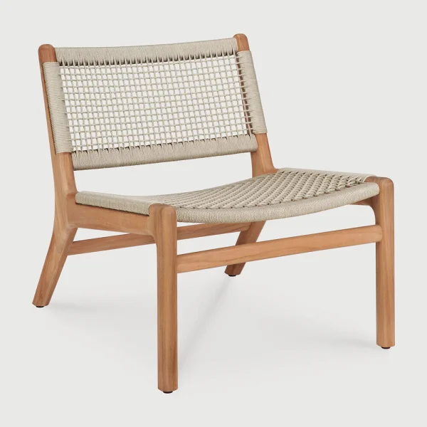Ethnicraft Outdoor Loungestoel Jack Teak en geweven stof - Grijs