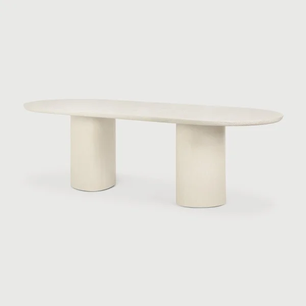 Ethnicraft Ovale Eettafel Elements Microcement, 240 x 100cm - Off White - Ovaal