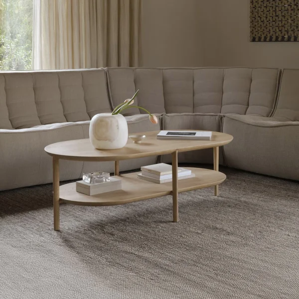 Ethnicraft Salontafel Bok Geolied Eikenhout, 120 x 60cm - Naturel - Ovaal