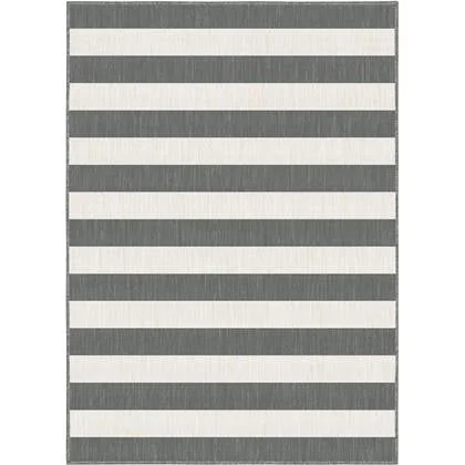 Eva Interior Buitenkleed Stripes Grijs|Wit dubbelzijdig - 160 x 230 cm