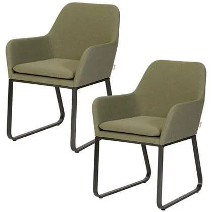 Exotan Plaza Tuin Fauteuil - Aluminium - Groen - Set van 2