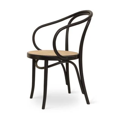 Fameg Venice No. 9 Eetkamerstoel Zwart - Armleuning - Rotan Zitting