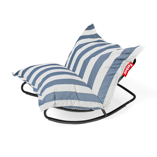 Fatboy-collectie rock 'n roll schommelstoel zwart incl. original Outdoor zitzak Stripe Ocean Blue