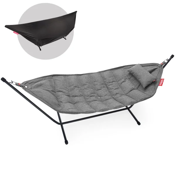 fatboy Headdemock Hangmat Sunbrella Deluxe met frame, kussen en regenbescherming - Black - Rock Grey