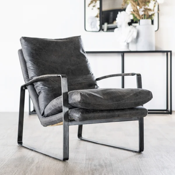 Fauteuil Lex | Antraciet vintage leer