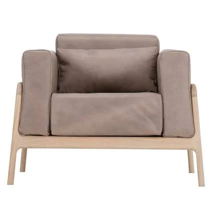 Fawn fauteuil whitewash Dakar Leather Stone