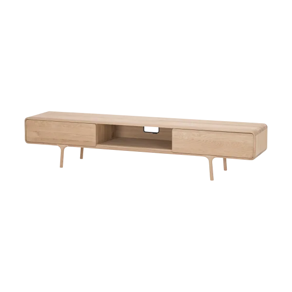 Fawn lowboard 2 drawers houten tv meubel whitewash - 220 x 45 cm