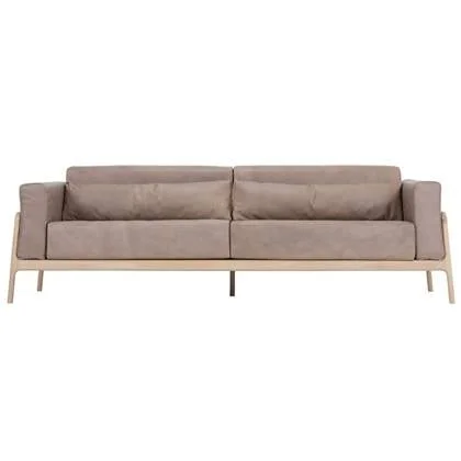 Fawn sofa 3+ whitewash Dakar Leather Stone