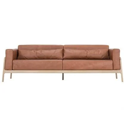 Fawn sofa 3+ whitewash Dakar Leather Whiskey