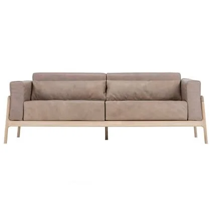 Fawn sofa 3-zits whitewash Dakar Leather Stone