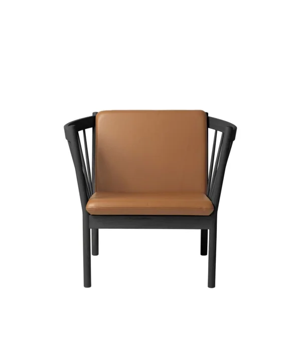 FDB Møbler J146 Fauteuil - leder cognac - zwart