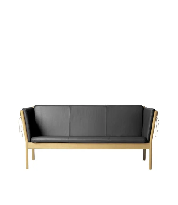 FDB Møbler J149 Sofa - 3-Zitter - leder zwart - natuur