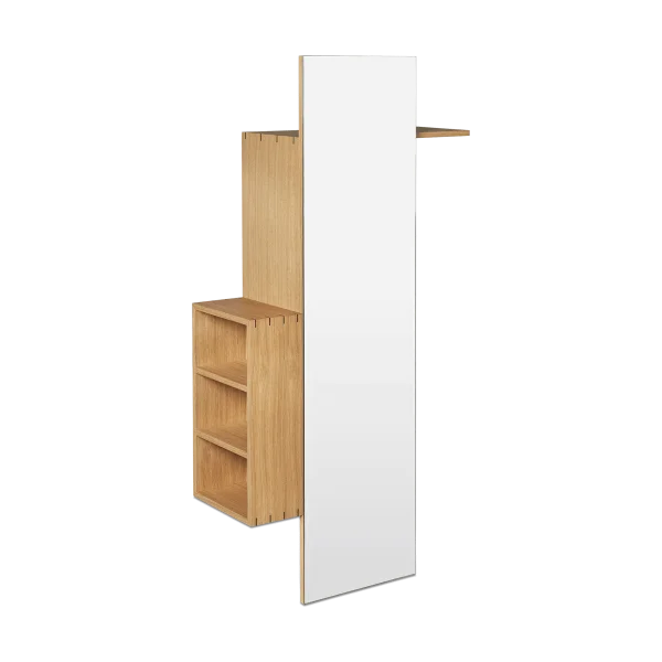 ferm LIVING Bon hallway cabinet kapstok met spiegel Oiled Oak