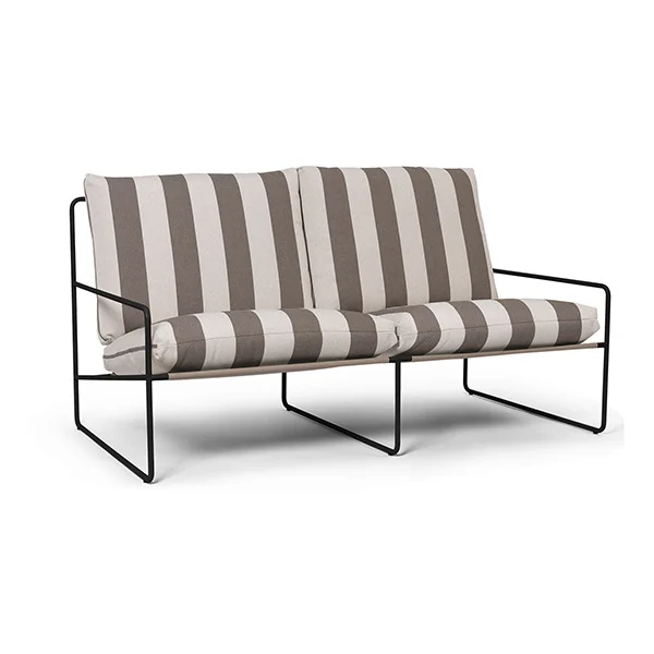 ferm LIVING-collectie Desert loungbank outdoor 2 zits Stripe Black/Chocolate