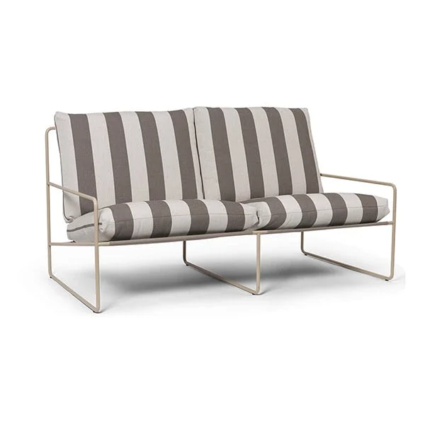 ferm LIVING-collectie Desert loungbank outdoor 2 zits Stripe Cashmere/Chocolate