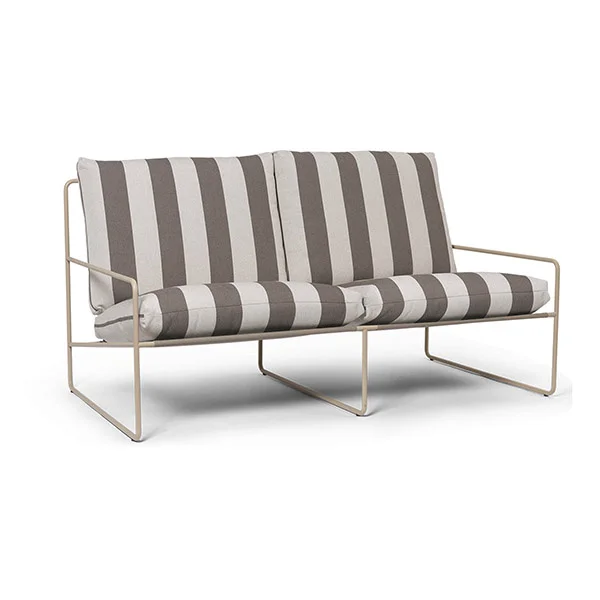 ferm LIVING-collectie Desert loungbank outdoor 2 zits Stripe Cashmere/Chocolate