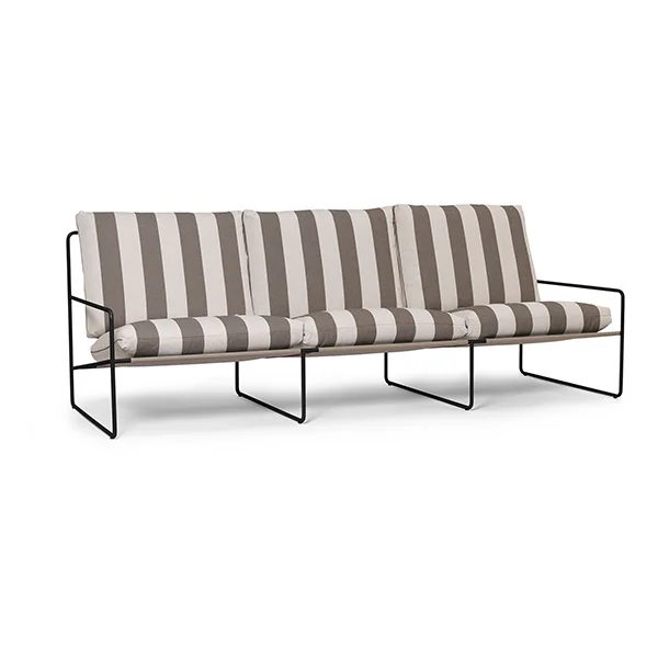 ferm LIVING-collectie Desert loungbank outdoor 3 zits Stripe Black/Chocolate