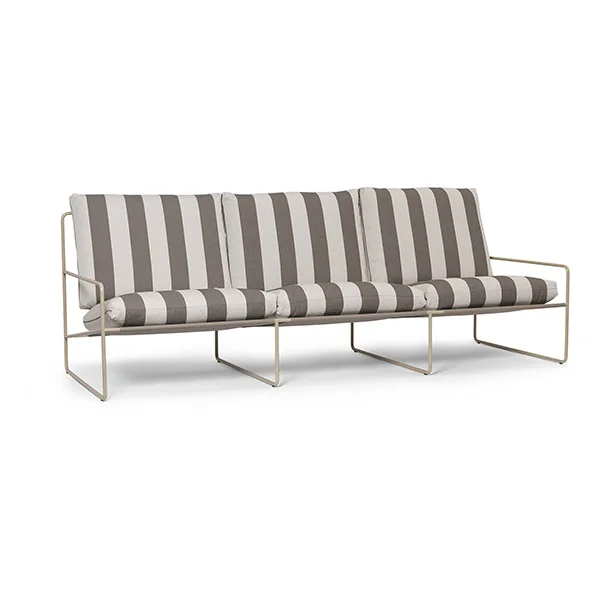 ferm LIVING-collectie Desert loungbank outdoor 3 zits Stripe Cashmere/Chocolate