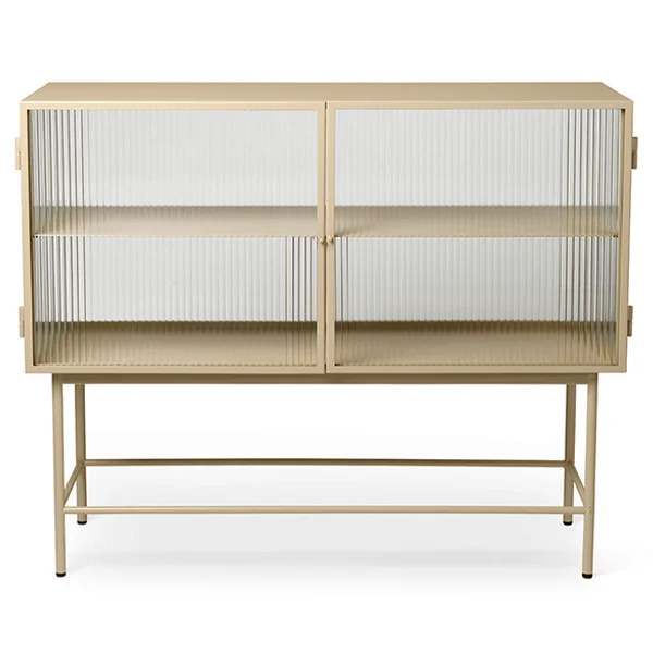 ferm LIVING-collectie Dressoir Haze cashmere gestreept glas