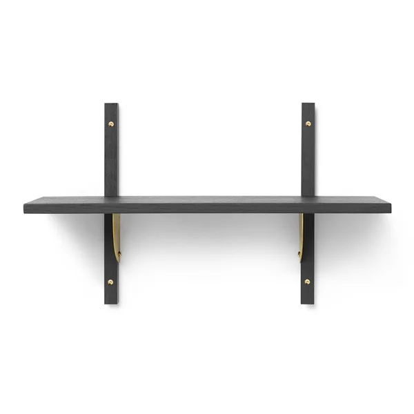 ferm LIVING-collectie Houten wandrek Sector Shelf S/N - zwart Ash-Brass