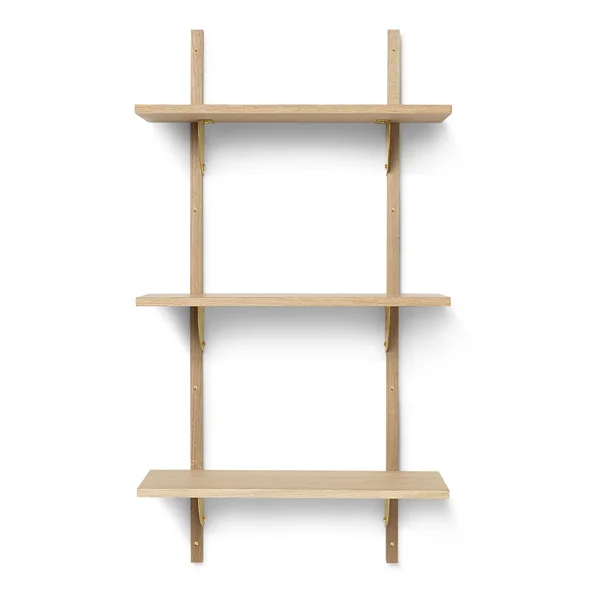 ferm LIVING-collectie Houten wandrek Sector Shelf T/N - eiken - Brass