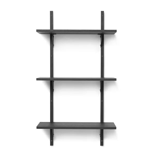 ferm LIVING-collectie Houten wandrek Sector Shelf T/N - zwart Ash-zwart Brass