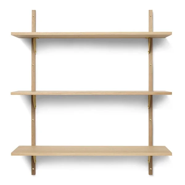 ferm LIVING-collectie Houten wandrek Sector Shelf T/W - eiken - Brass