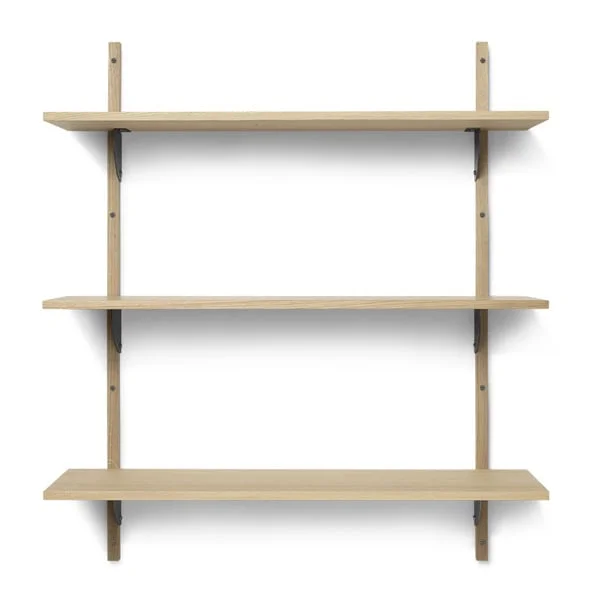 ferm LIVING-collectie Houten wandrek Sector Shelf T/W - eiken - zwart Brass