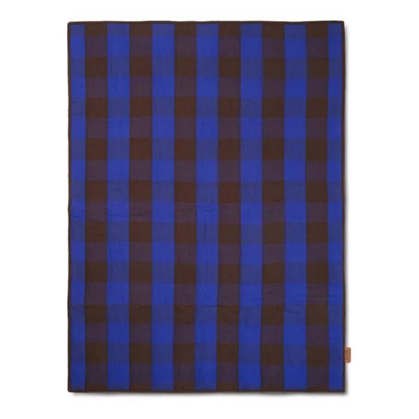 ferm LIVING-collectie Quilt deken Grand Choco/Bright Blue 120x170