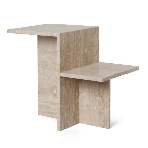 ferm LIVING Distinct bijzettafel 59,5x35x50 cm Travertine