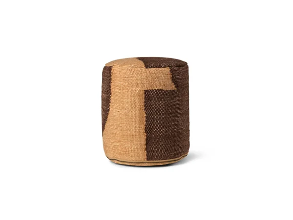 ferm LIVING - Forene Cylinder Pouf Tan/Chocolate