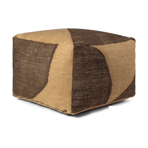 ferm LIVING Forene square pouf zitpoef 60x60x40 cm Tan-Chocolate