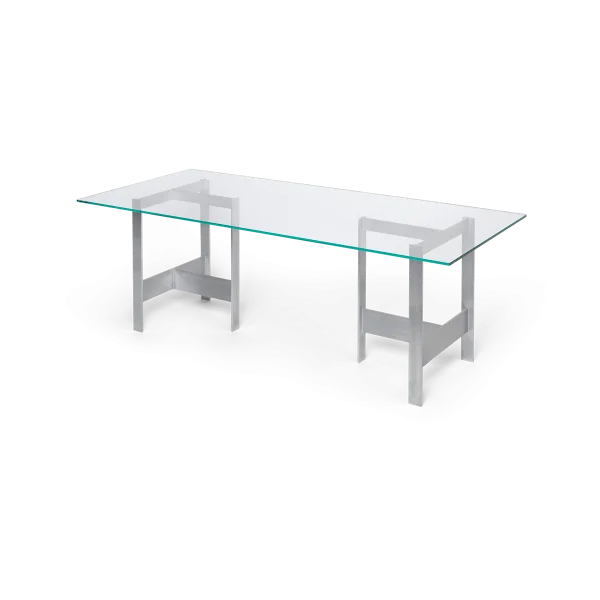 ferm LIVING Lager eettafel 90x200 cm Glass-aluminium