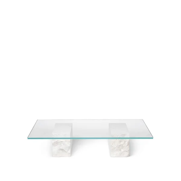 ferm LIVING Mineral salontafel glas, marmeren voet