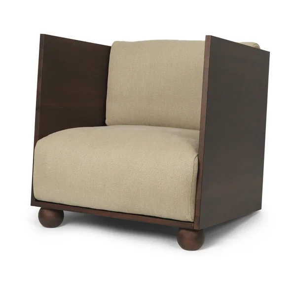 ferm LIVING Rum loungefauteuil rich linen Dark stained-natural