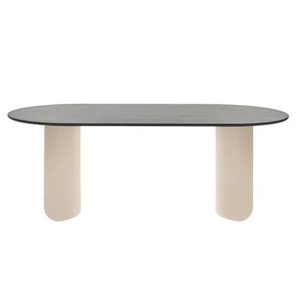 FÉST Plateau eettafel 200x90 sand zwart blad