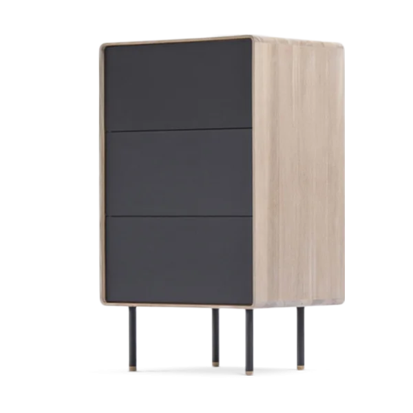 Fina drawer houten ladekast whitewash - met linoleum nero - 60 x 100 cm