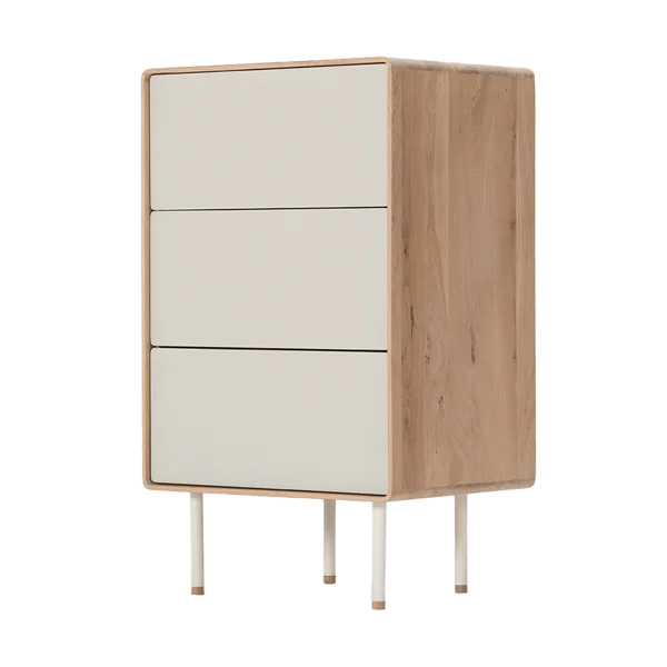 Fina drawer houten ladekast whitewash - mushroom linoleum - 60 x 100 cm