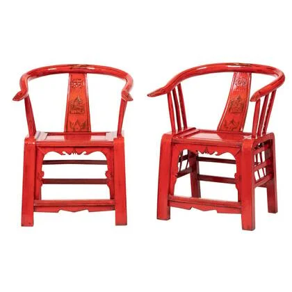 Fine Asianliving Antiek Pair of Carved Chinese Arm