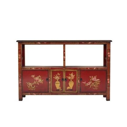 Fine Asianliving Chinees Dressoir Rood Handbeschilderd B140xD33xH90cm