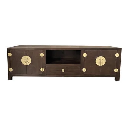 Fine Asianliving Chinese TV Kast Bruin Handgevlochten