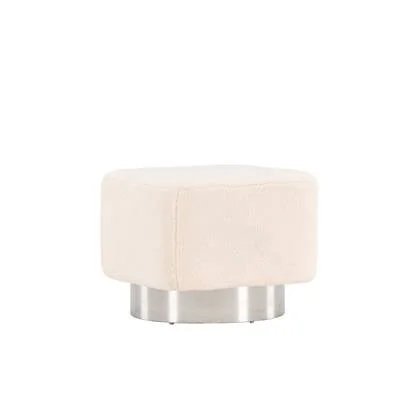 Fjôrd - Poef Off White|Zilver - Fleece - Newton