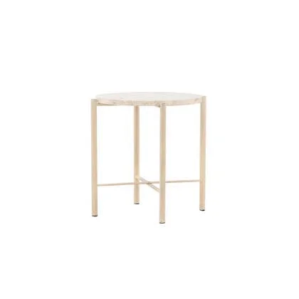 Fjôrd - Salontafel Beige Metaal - 40x40x45cm - Sandhamn