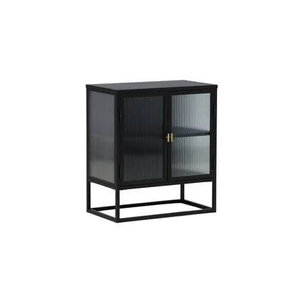 Fjôrd - Vitrinekast Zwart Staal - 70x40x80cm - Garis