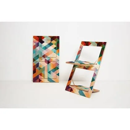 Fläpps Klapstoel - Criss Cross Red op berkenhout