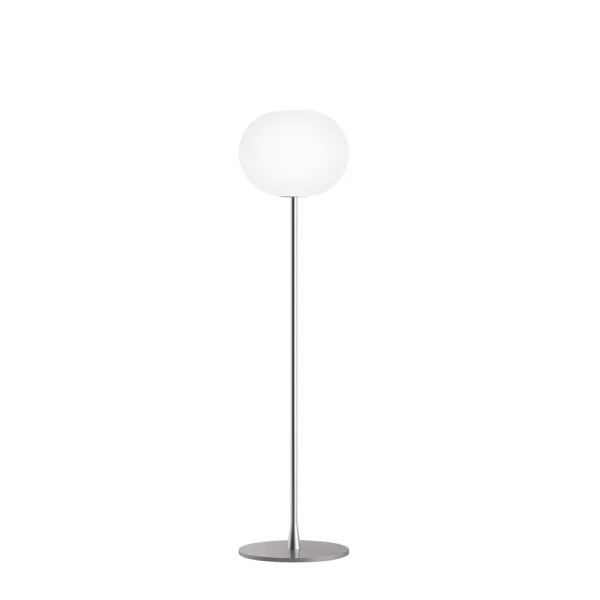 Flos Glo-ball F1 vloerlamp Wit opaalglas-matzilveren standaard