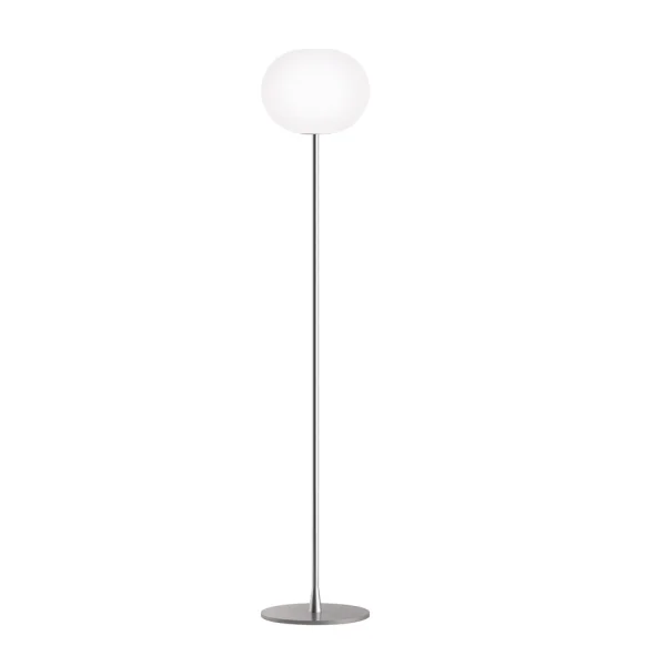 Flos Glo-ball F2 vloerlamp Wit opaalglas-matzilveren standaard